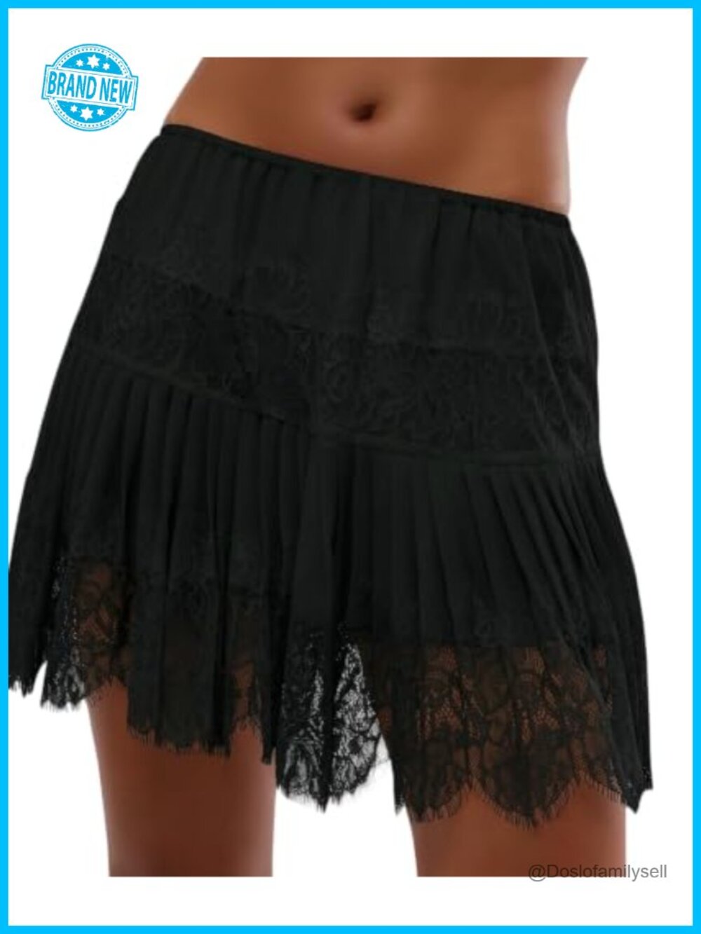 Lace Half Slip Mini Skirt Ruffle Layered Flowy Underskirt Polyester